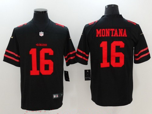 Women's San Francisco 49ers #16 Joe Montana Black 2017 Vapor Untouchable Stitched NFL Nike Limited Jersey