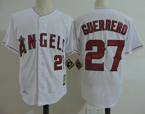 Men's California Angels #27 Vladimir Guerrero White 2004 Throwback Cooperstown Collection Stitched MLB Jersey