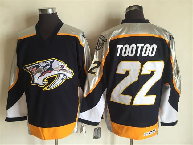 Men's Nashville Predators #22 Jordin Tootoo Navy Blue 1998-99 Throwback Stitched NHL CCM Vintage Hockey Jersey