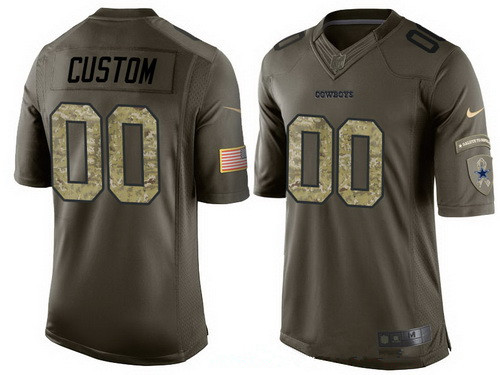 Men's Dallas Cowboys Custom Olive Camo Salute To Service Veterans Day NFL Nike Limited Jersey