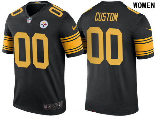 Women's Pittsburgh Steelers Black Custom Color Rush Legend NFL Nike Limited Jersey