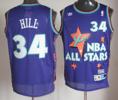 NBA 1995 All-Star #34 Grant Hill Purple Hardwood Classics Soul Swingman Throwback Jersey