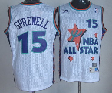 NBA 1995 All-Star #15 Latrell Sprewell White Hardwood Classics Soul Swingman Throwback Jersey