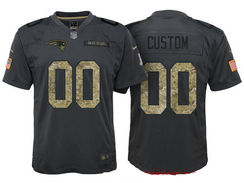 Youth New England Patriots Custom Anthracite Camo 2016 Salute To Service Veterans Day NFL Nike Limited Jersey