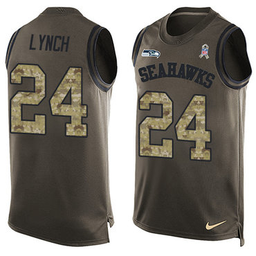 Nike Seattle Seahawks #24 Marshawn Lynch Green Men's Stitched NFL Limited Salute To Service Tank Top Jersey