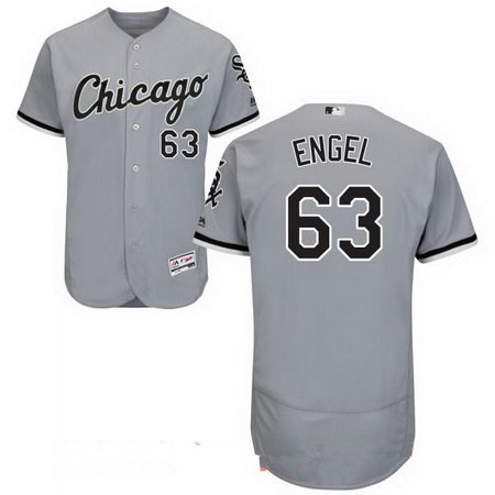 Men's Chicago White Sox #63 Adam Engel Gray Road Stitched MLB Majestic Flex Base Jersey