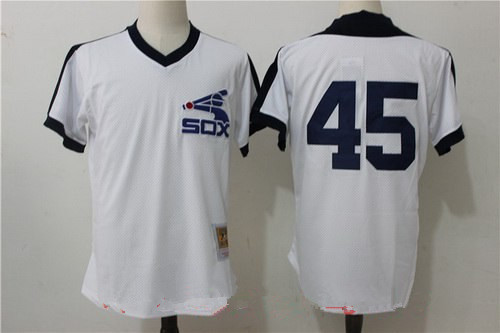 Men's Chicago White Sox #45 Michael Jordan White Throwback Mesh Batting Practice Stitched MLB Mitchell & Ness Jersey