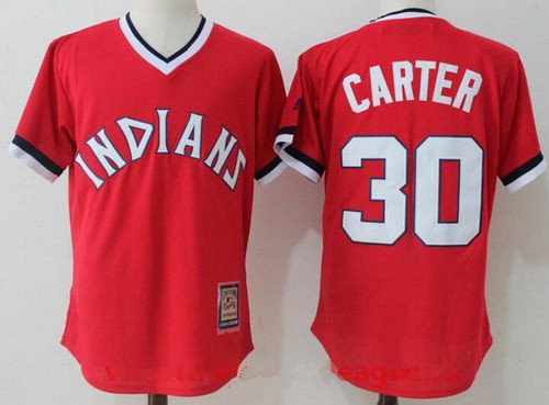 Men's Cleveland Indians #30 Joe Carter Retired Orange Pullover Stitched MLB Majestic Cool Base Cooperstown Collection Jersey