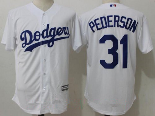 Men's Los Angeles Dodgers #31 Joc Pederson White Home Stitched MLB Majestic Flex Base Jersey