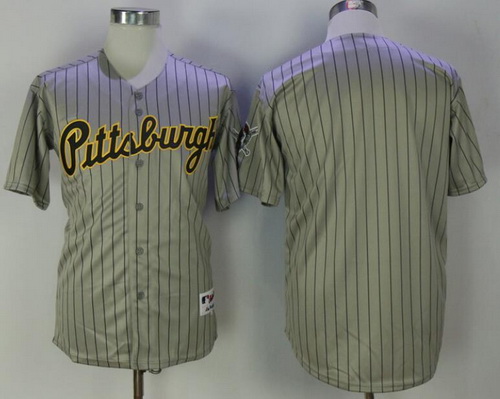 Men's Pittsburgh Pirates Blank Gray Pinstripe 1997 Throwback Turn Back The Clock MLB Majestic Collection Jersey