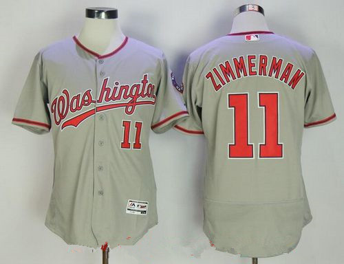 Men's Washington Nationals #11 Ryan Zimmerman Gray Road Stitched MLB Majestic Flex Base Jersey