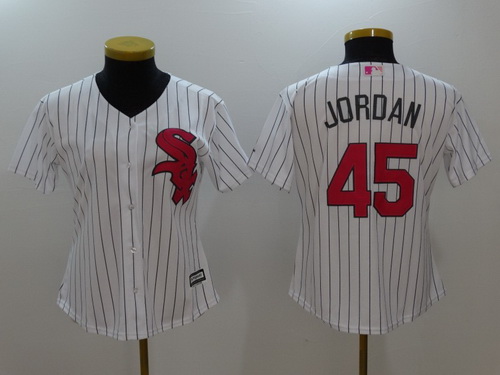 Women's Chicago White Sox #45 Michael Jordan White With Pink Mother's Day Stitched MLB Majestic Cool Base Jersey