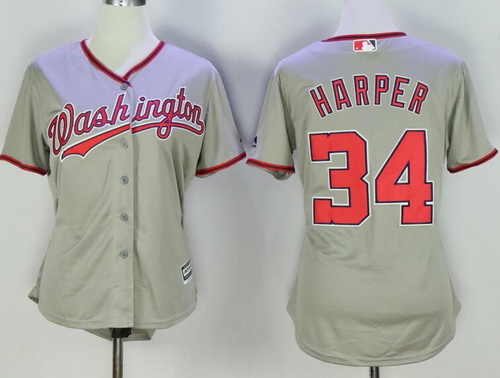 Youth Washington Nationals #34 Bryce Harper Gray Road Stitched MLB Majestic Cool Base Jersey