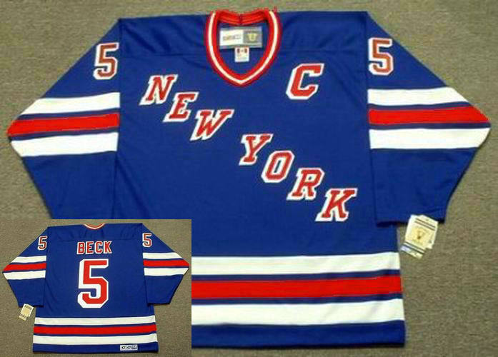 Men's York Rangers #5 BARRY BECK 1983 CCM Vintage Away NHL Hockey Jersey