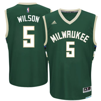 Men's Milwaukee Bucks #5 D.J. Wilson adidas Green 2017 NBA Draft Pick Replica Jersey