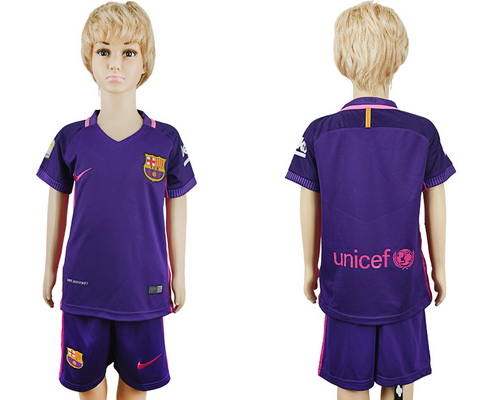 2016-17 Barcelona Blank or Custom Away Soccer Youth Purple Shirt Kit