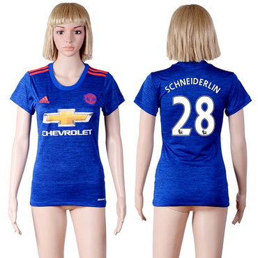 2016-17 Manchester United #28 SCHNEIDERLIN Away Soccer Women's Red AAA+ Shirt