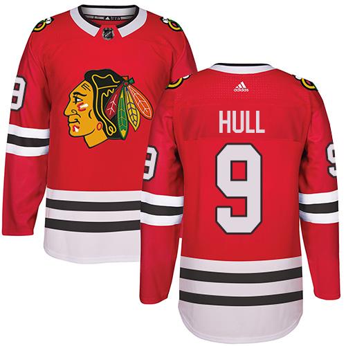 Adidas Chicago Blackhawks #9 Bobby Hull Red Home Authentic Stitched NHL Jersey