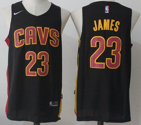 Men's Cleveland Cavaliers #23 LeBron James Black 2017-2018 Nike Swingman Stitched NBA Jersey