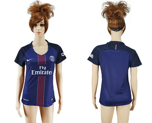 2016-17 Paris Saint-Germain Blank or Custom Home Soccer Women's Navy Blue AAA+ Shirt