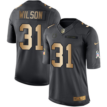 Nike Indianapolis Colts #31 Quincy Wilson Black Men's Stitched NFL Limited Gold Salute To Service Jersey