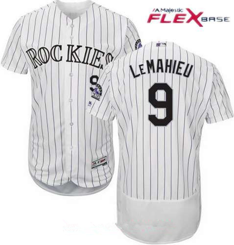 Men's Colorado Rockies #9 DJ LeMahieu White Home Stitched MLB Majestic Flex Base Jersey