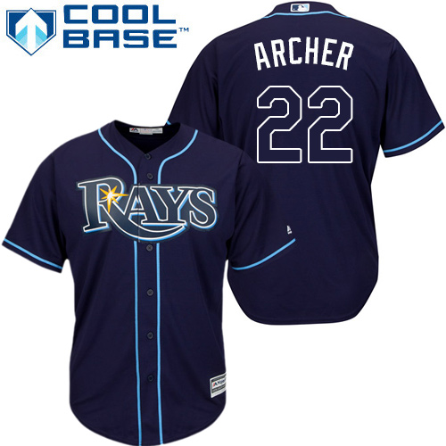 Men's Tampa Bay Rays #22 Chris Archer Navy Blue Alternate Stitched MLB Majestic Cool Base Jersey