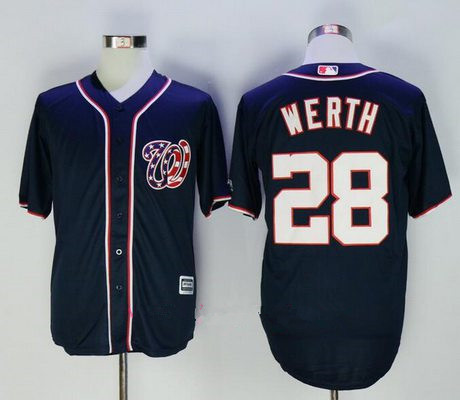 Men's Washington Nationals #28 Jayson Werth Navy Blue Alternate Stitched MLB Majestic Cool Base Jersey