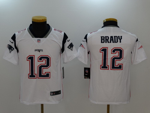 Youth New England Patriots #12 Tom Brady White 2017 Vapor Untouchable Stitched NFL Nike Limited Jersey