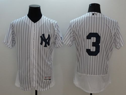 New York Yankees #3 Babe Ruth White Strip Flexbase Authentic Collection Stitched MLB Jersey