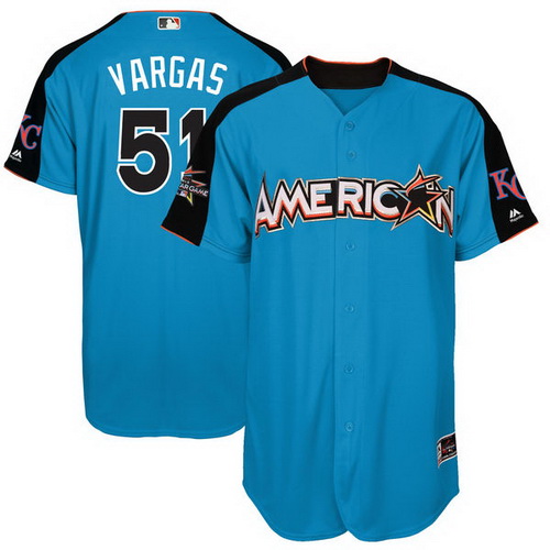 Men's American League Kansas City Royals #51 Jason Vargas Majestic Blue 2017 MLB All-Star Game Home Run Derby Player Jersey