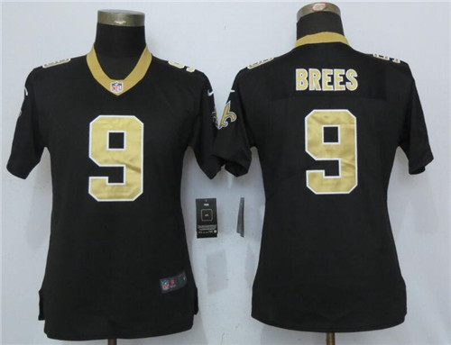 Women's New Orleans Saints #9 Drew Brees Black 2017 Vapor Untouchable Stitched NFL Nike Limited Jersey