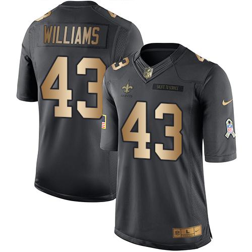 Nike New Orleans Saints #43 Marcus Williams Black Men's Stitched NFL Limited Gold Salute To Service Jersey