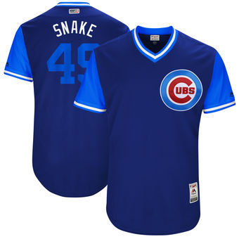 Men's Chicago Cubs Jake Arrieta Snake Majestic Royal 2017 Players Weekend Authentic Jersey