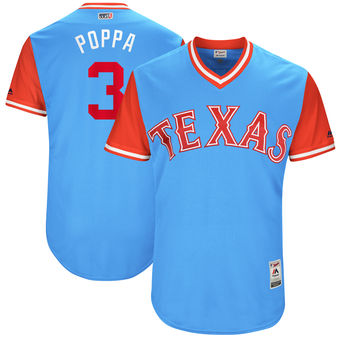 Men's Texas Rangers Delino DeShields Poppa Majestic Light Blue 2017 Players Weekend Authentic Jersey