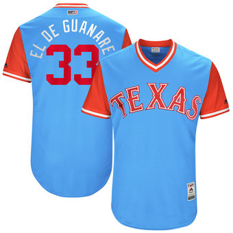 Men's Texas Rangers Martin Perez El de Guanare Majestic Light Blue 2017 Players Weekend Authentic Jersey