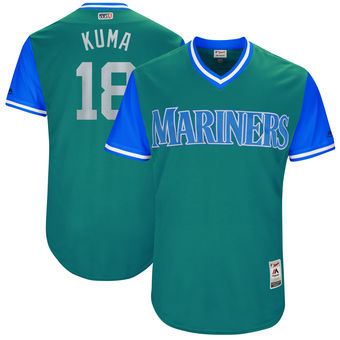 Men's Seattle Mariners Hisashi Iwakuma Kuma Majestic Aqua 2017 Players Weekend Authentic Jersey