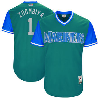 Men's Seattle Mariners Jarrod Dyson Zoombiya Majestic Aqua 2017 Players Weekend Authentic Jersey