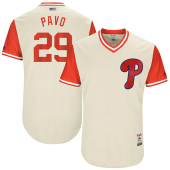 Men's Philadelphia Phillies Cameron Rupp Pavo Majestic Tan 2017 Players Weekend Authentic Jersey