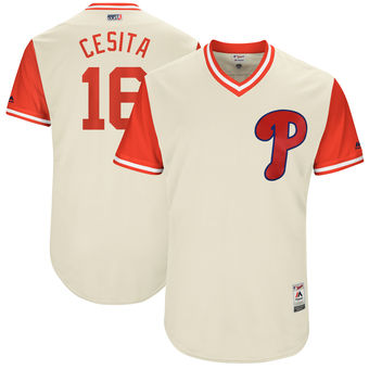 Men's Philadelphia Phillies Cesar Hernandez Cesita Majestic Tan 2017 Players Weekend Authentic Jersey