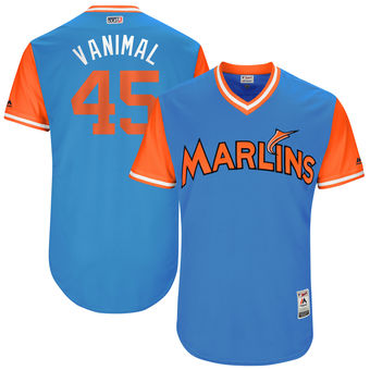 Men's Miami Marlins Vance Worley Vanimal Majestic Blue 2017 Players Weekend Authentic Jersey