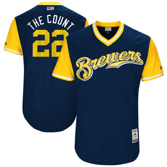 Men's Milwaukee Brewers Matt Garza The Count Majestic Navy 2017 Players Weekend Authentic Jersey