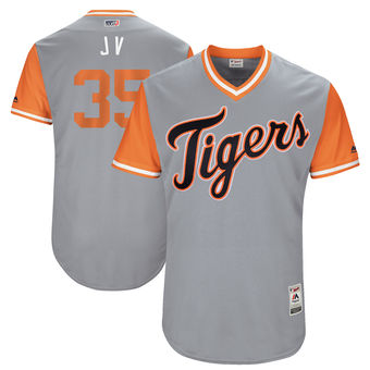 Men's Detroit Tigers Justin Verlander J V Majestic Gray 2017 Players Weekend Authentic Jersey