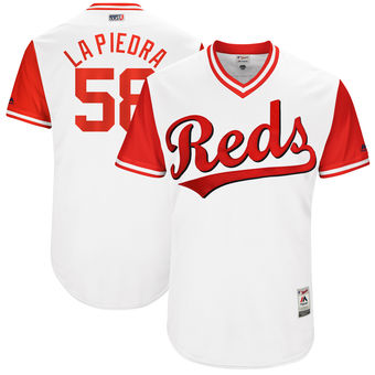 Men's Cincinnati Reds Luis Castillo La Piedra Majestic White 2017 Players Weekend Authentic Jersey