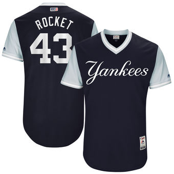 Men's New York Yankees Adam Warren Rocket Majestic Navy 2017 Players Weekend Authentic Jersey