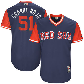 Men's Boston Red Sox Blaine Boyer Grande Rojo Majestic Navy 2017 Players Weekend Authentic Jersey