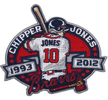 2012 Atlanta Braves 10 Chipper Jones Retirement Patch