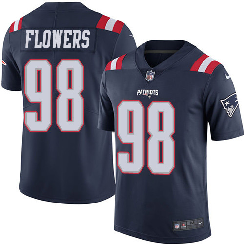 Nike New England Patriots #98 Trey Flowers Navy Blue Men's Stitched NFL Limited Rush Jersey