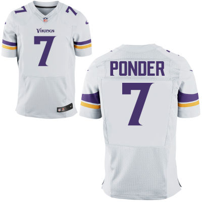 Size 60 4XL Christian Ponder Minnesota Vikings #7 White Stitched Nike Elite Jersey