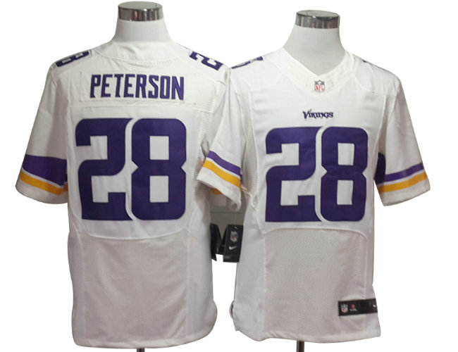 Size 60 4XL Adrian Peterson Minnesota Vikings #28 White Stitched Nike Elite Jersey